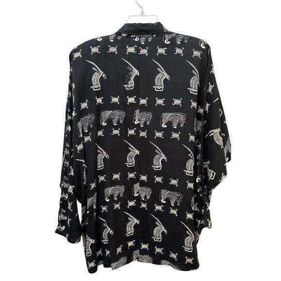 Sam Hilu Vtg artful black & white animal print open front blazer size M #42-1868 - Picture 6 of 6